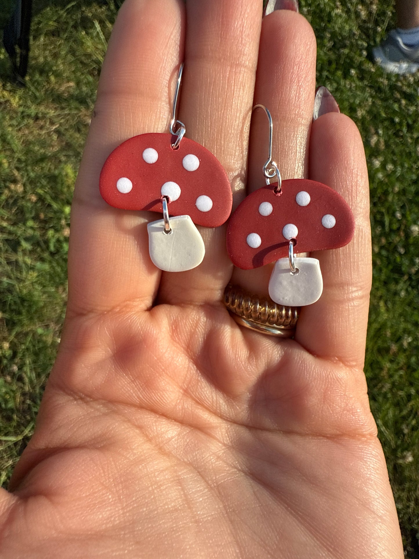 Red and White Mushroom Dangle