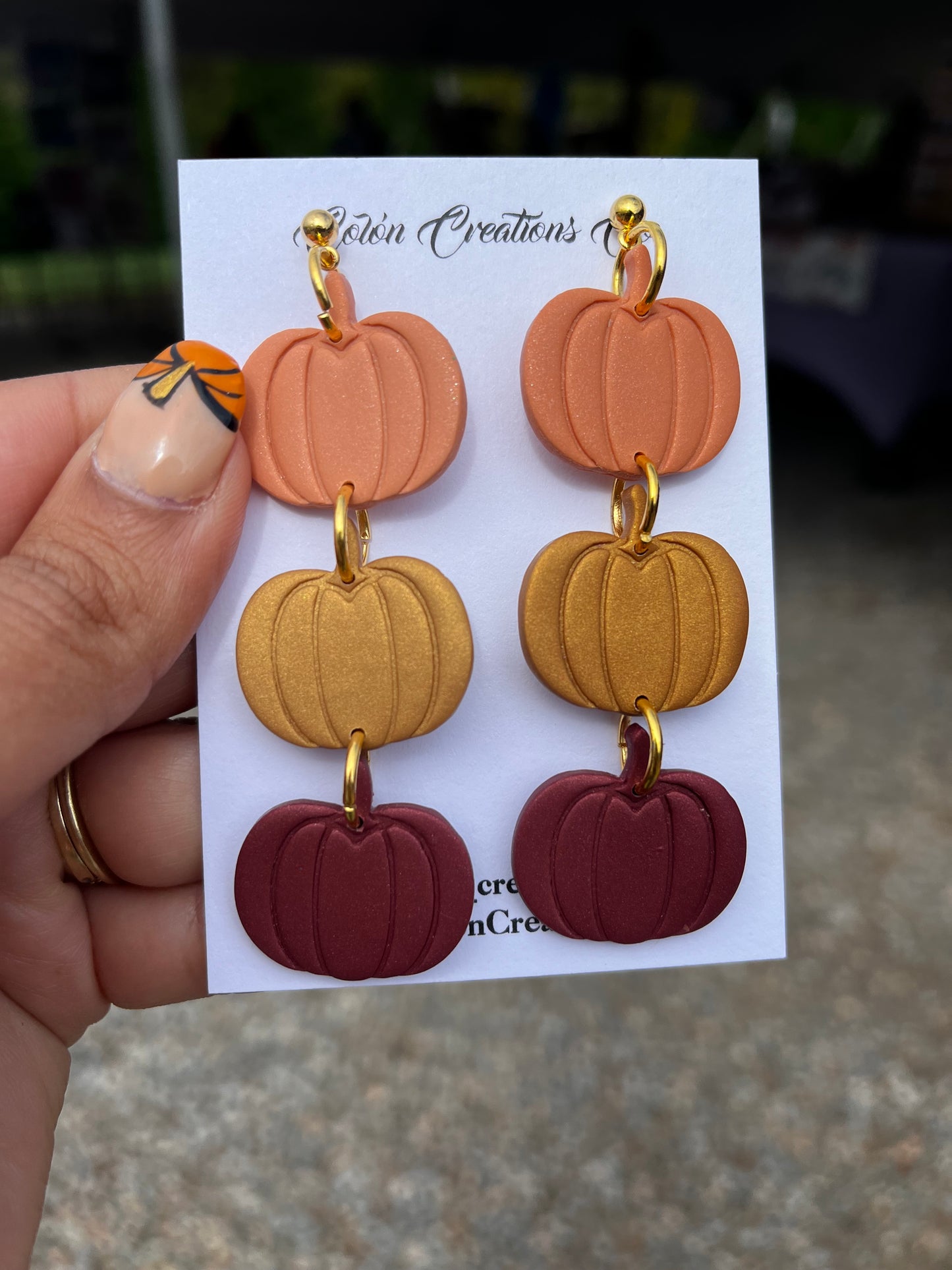Three Pumpkins Orange, Gold, Brown