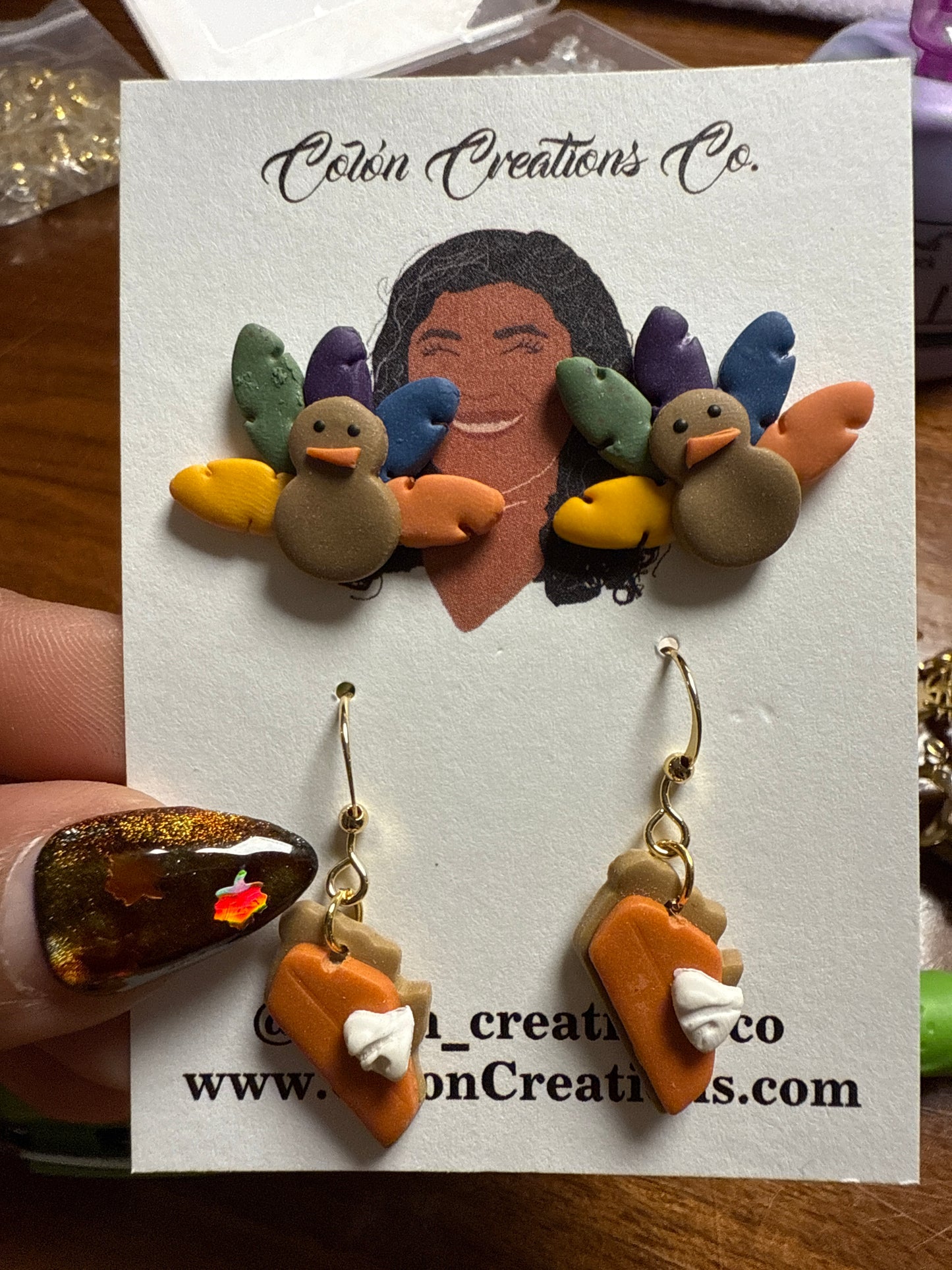 Turkey Stud and Pumpkin Pie Dangle