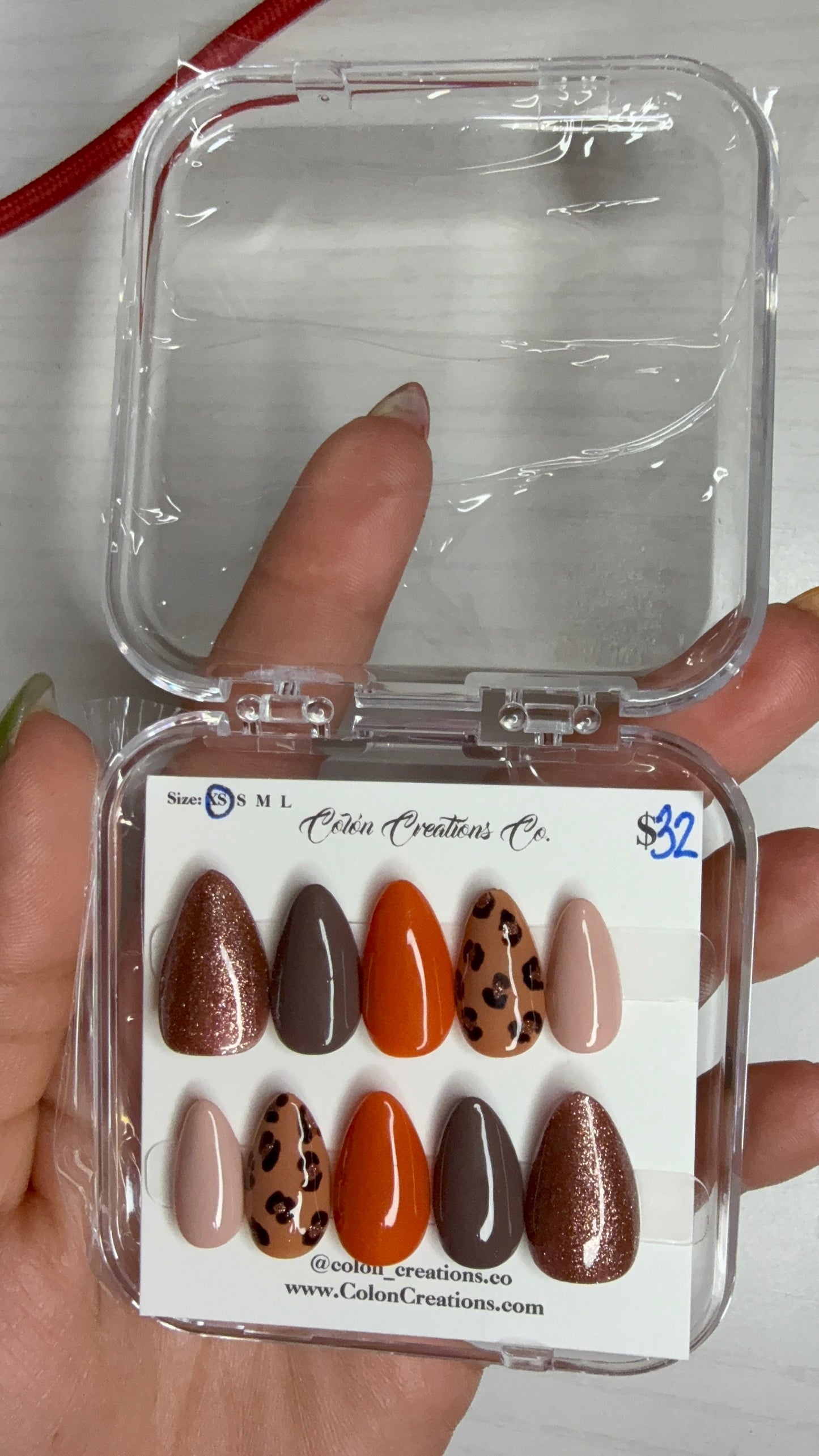 Size Extra Small, Short Almond, Fall Leopard