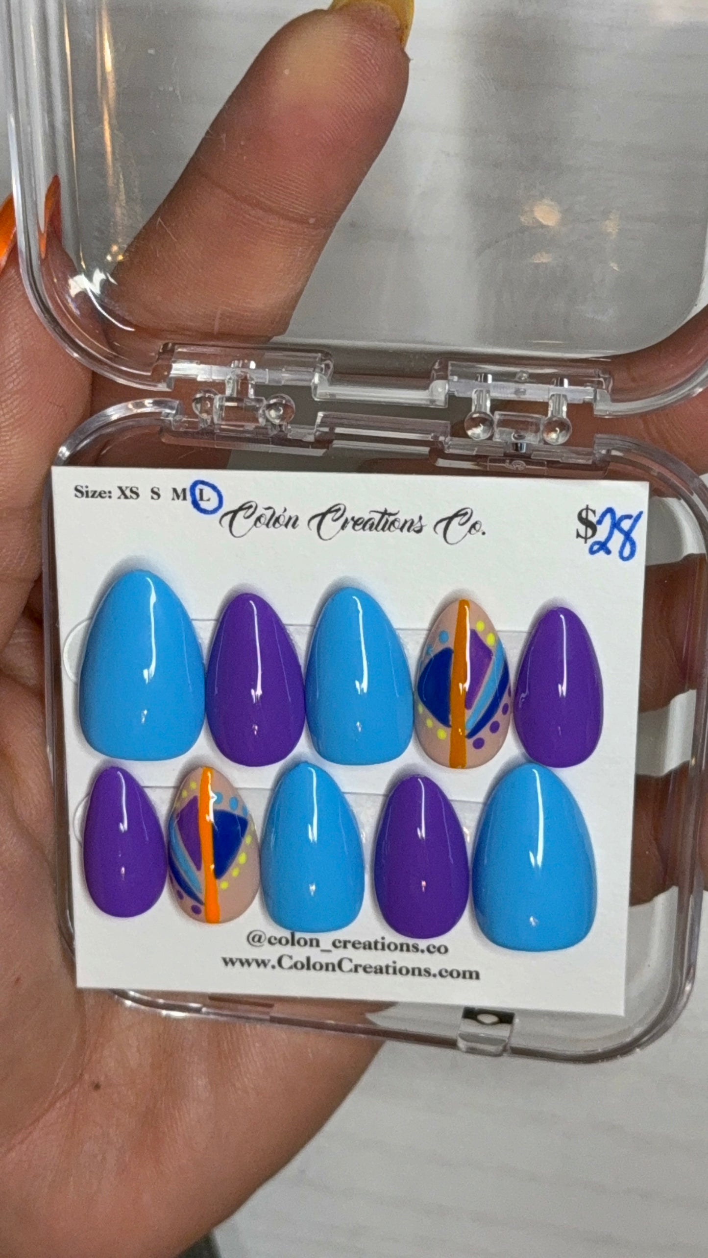 Size Large, Short Almond, Purple