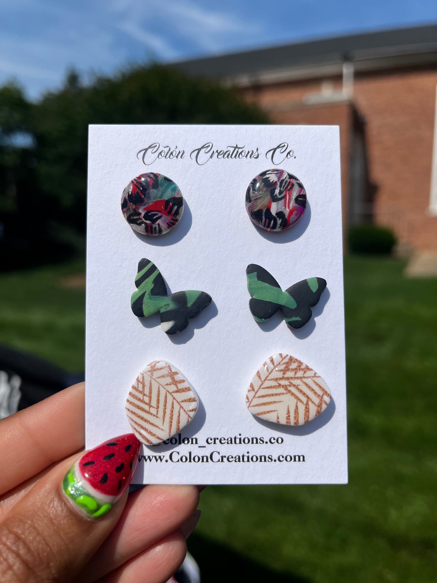 Stud Pack Island Gloral Green Butterfly Brown Palm