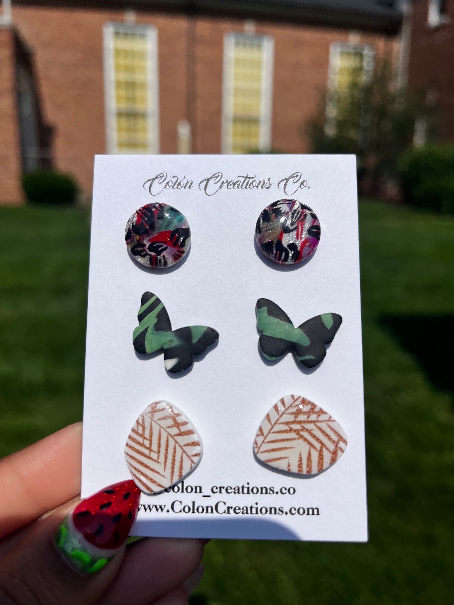 Stud Pack Island Gloral Green Butterfly Brown Palm