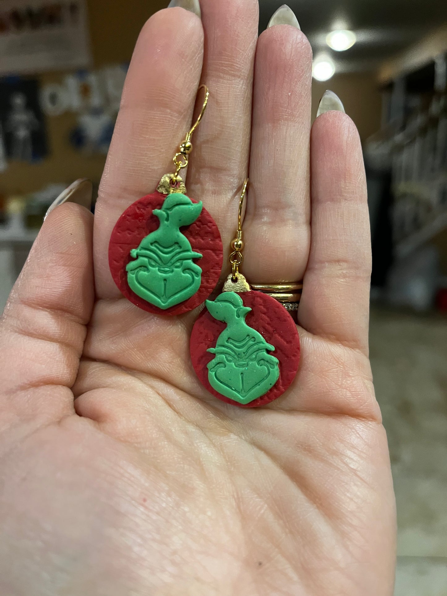 Grinch Ornament Earrings