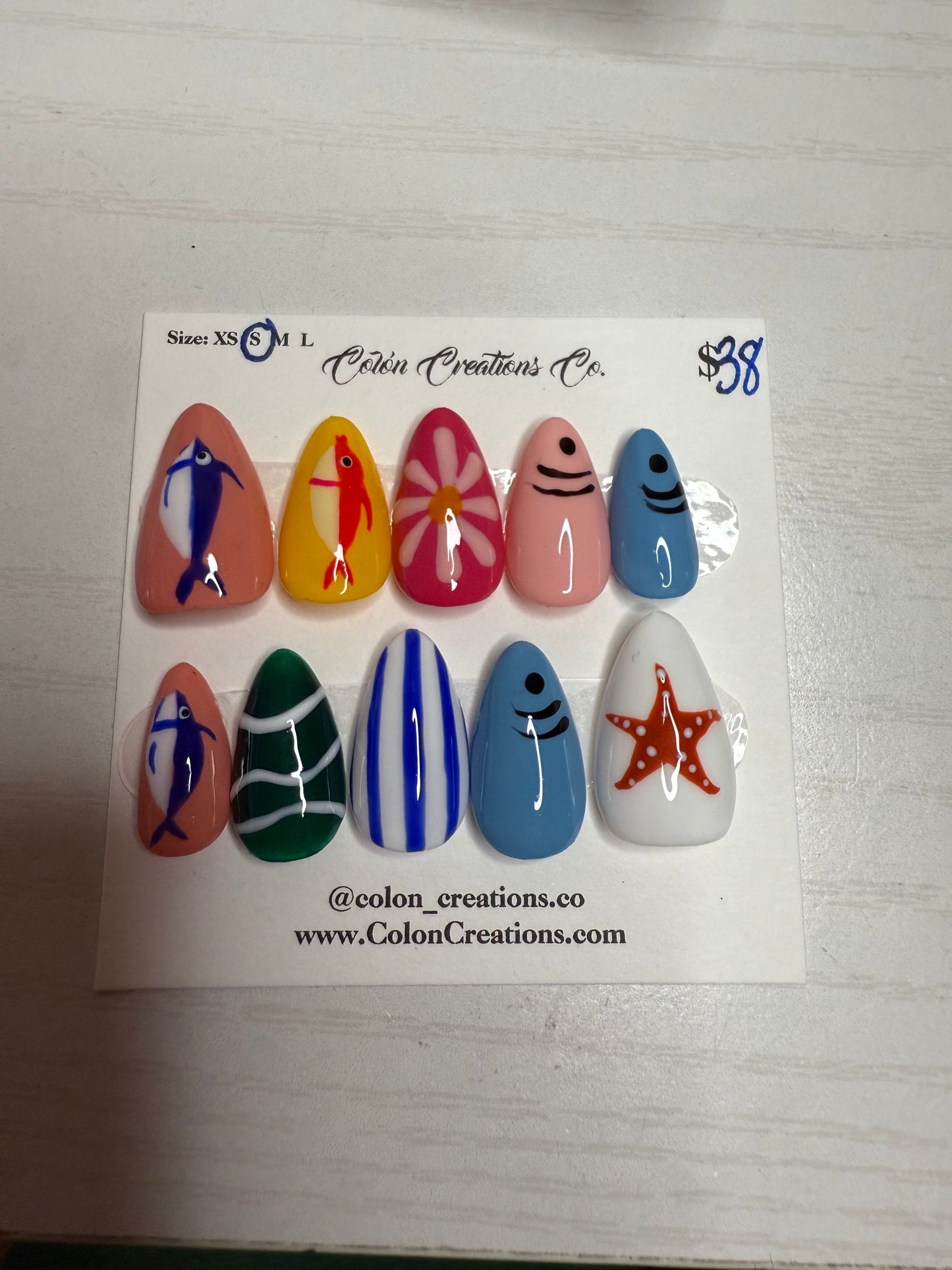 Size Small, Short Almond, Nautical