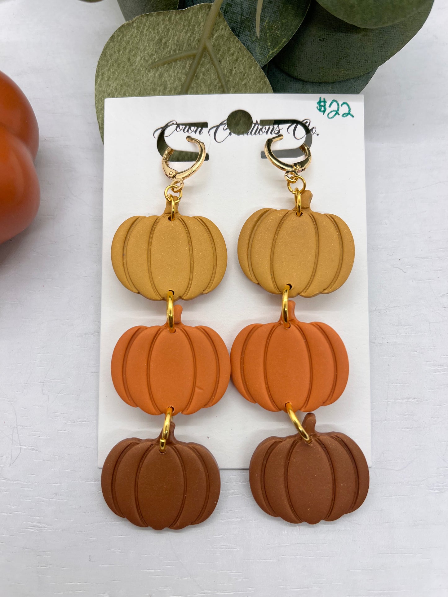 Three Pumpkins Orange, Gold, Brown