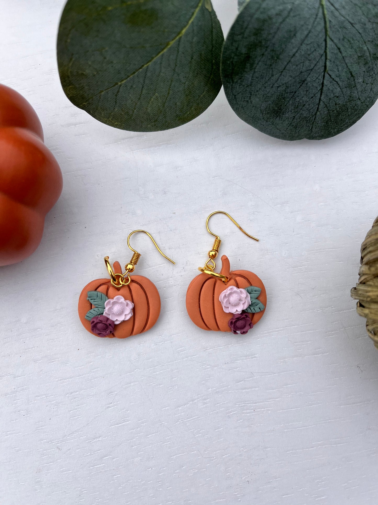 Pumpkin Floral on Gold Hook