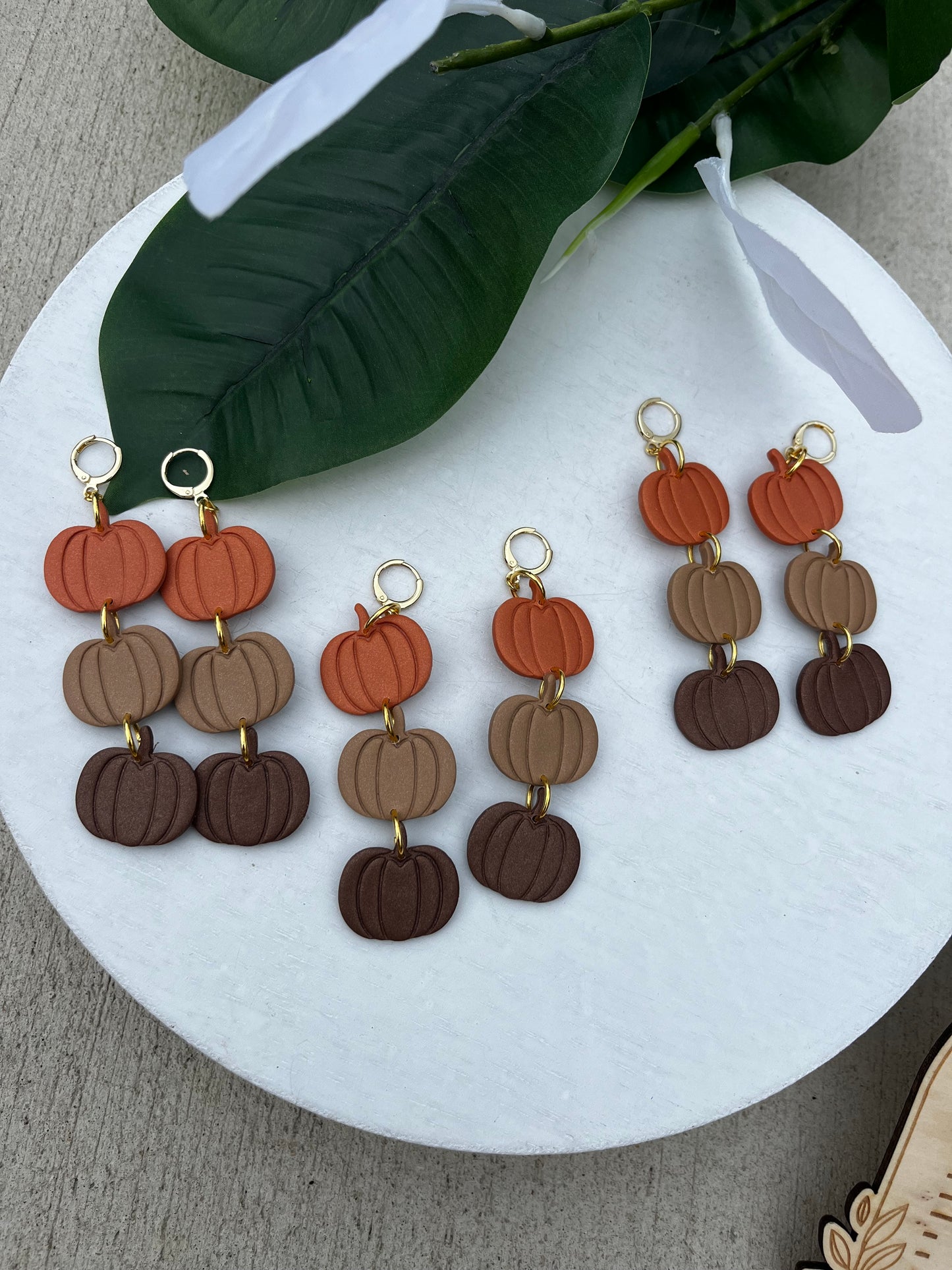 Three Pumpkins Orange, Gold, Brown