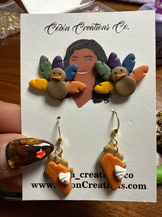 Turkey Stud and Pumpkin Pie Dangle