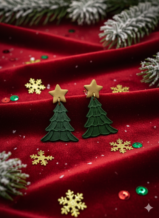 Christmas Tree Green and Gold Star