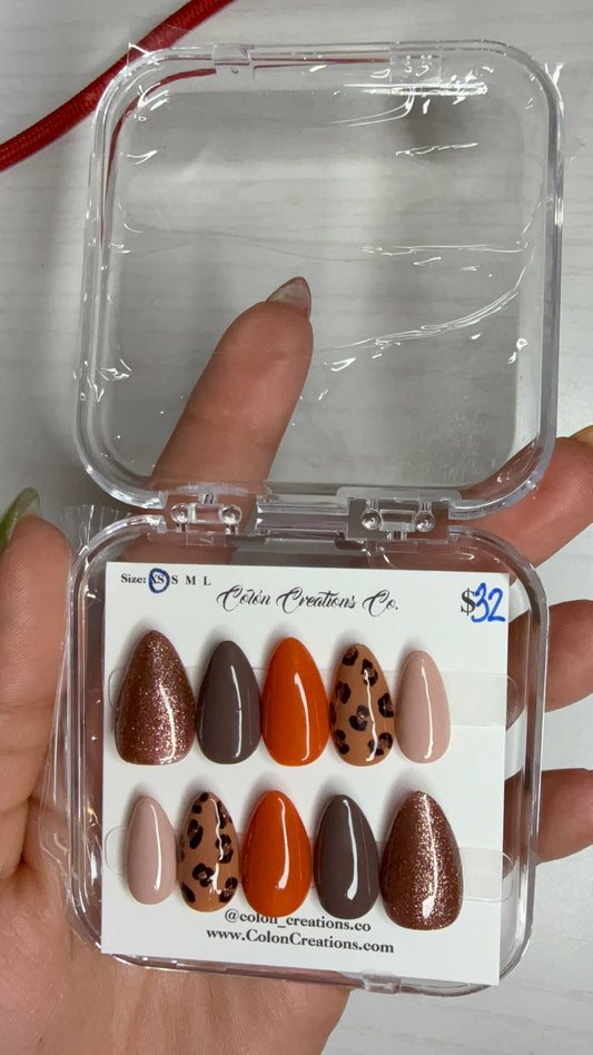 Size Extra Small, Short Almond, Fall Leopard