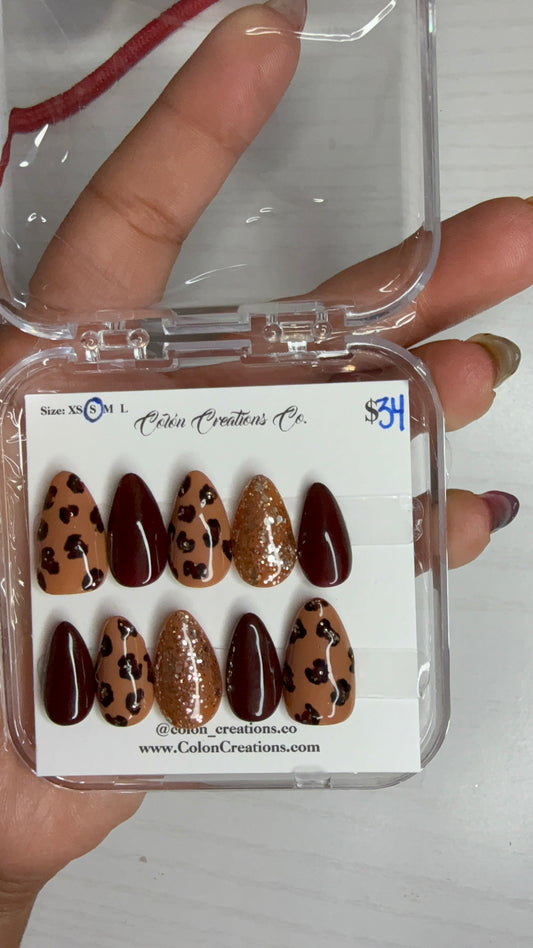 Size Small, Short Almond, Fall Leopard