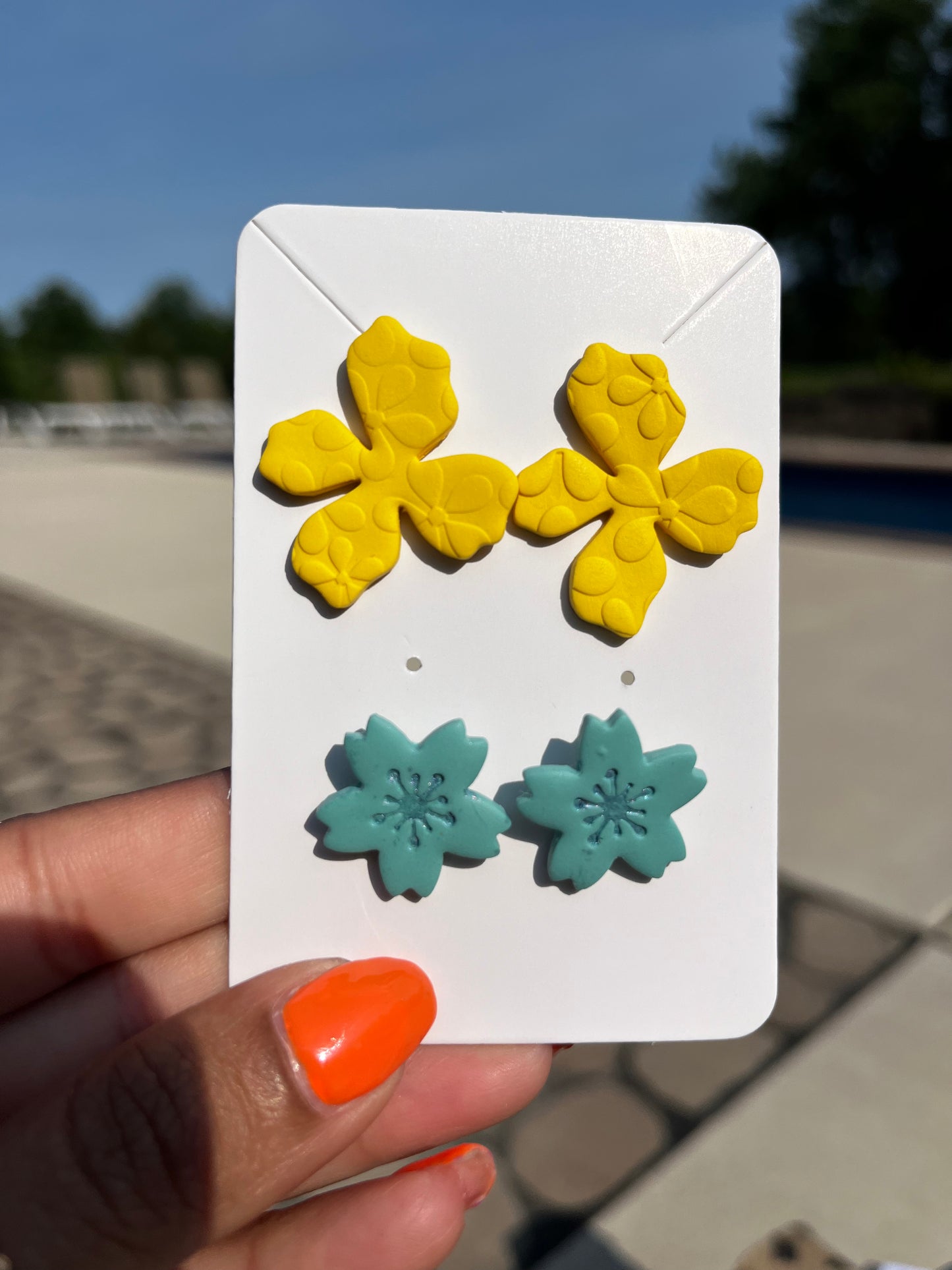 Stud Pack Yellow Flower and Teal Flower