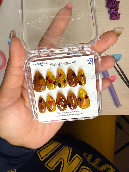 Size Small, Short Almond, Autumn Leaves