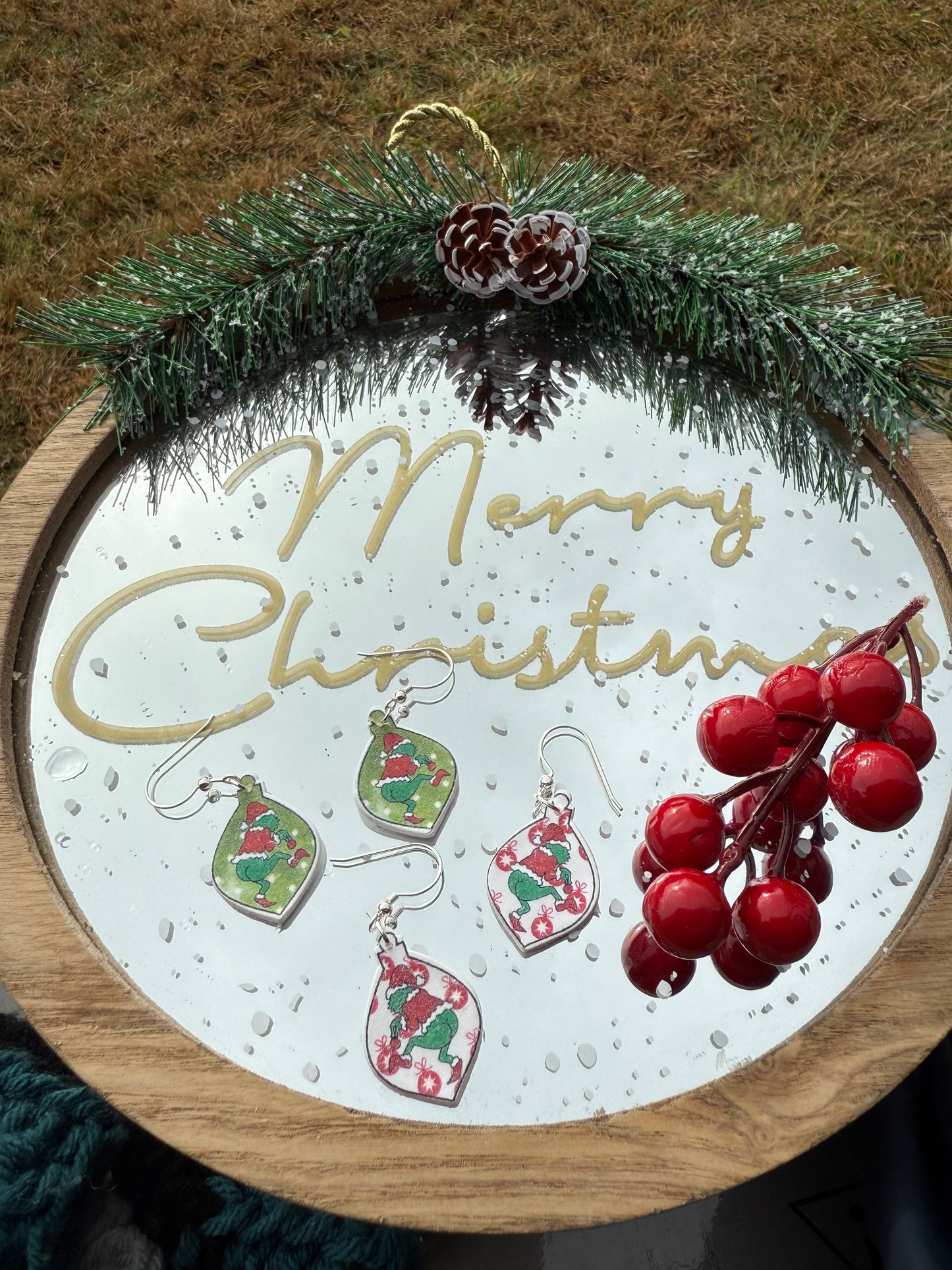 Grinch Ornament Earrings
