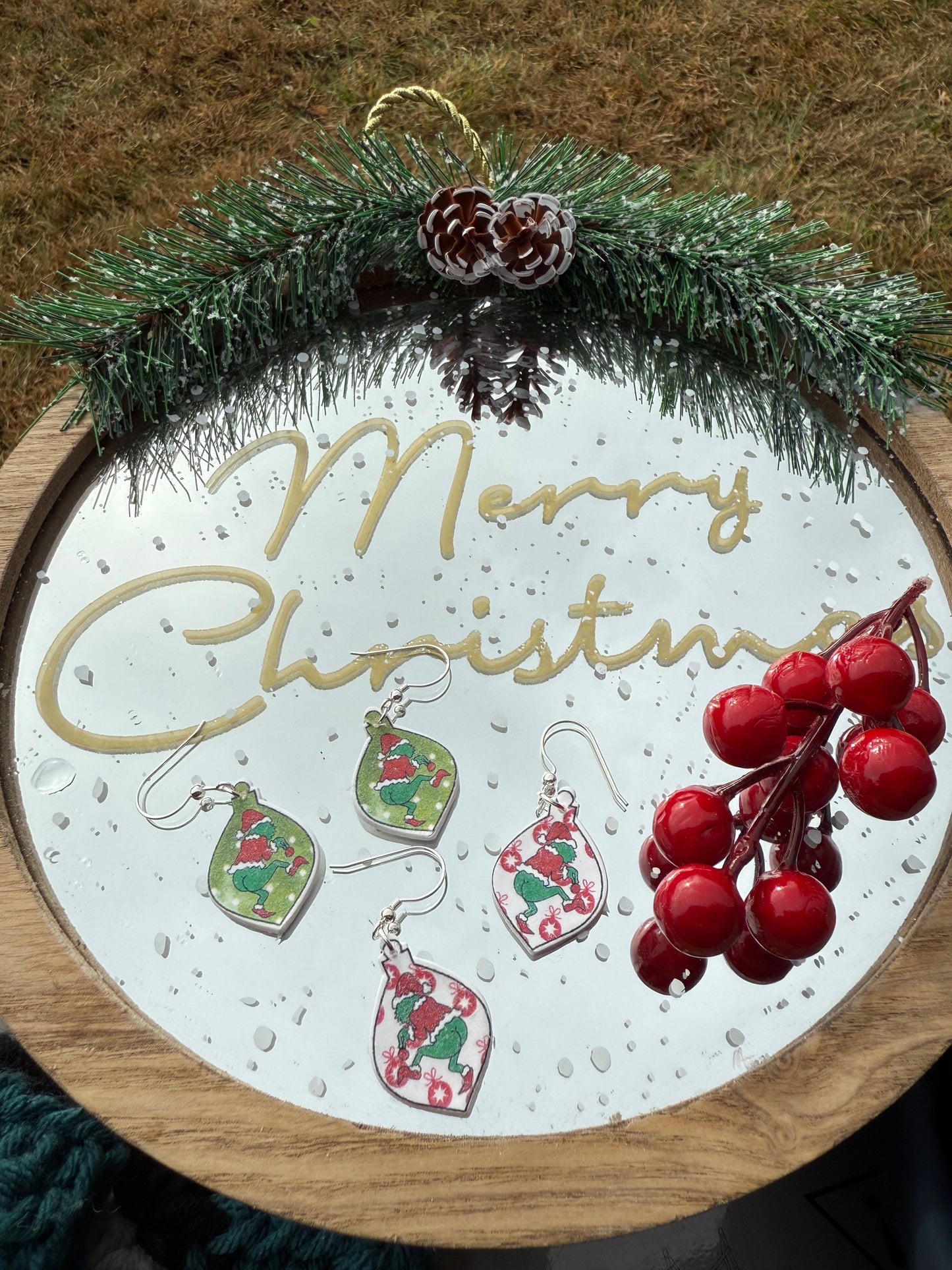 Grinch Ornament Earrings