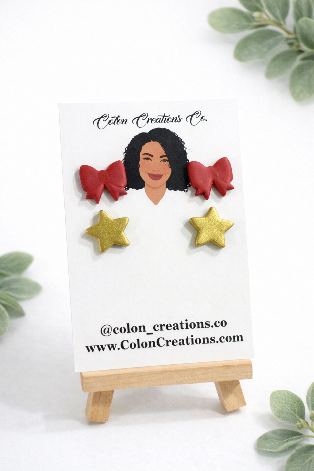 Stud Pack Red Bow Gold Star