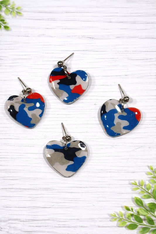 Hearts in Camo Blue
