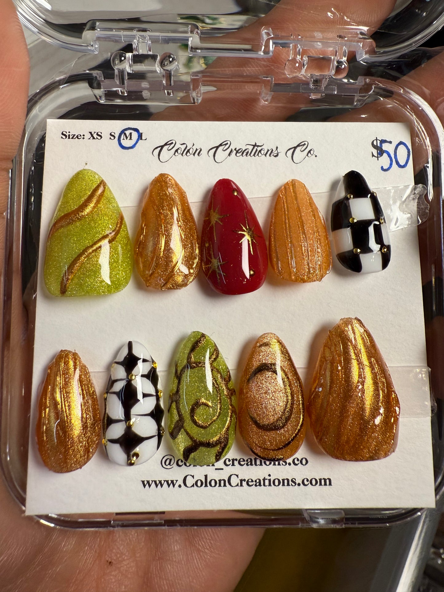 Size Medium, Short Almond, Celestial Fall Cat Eye