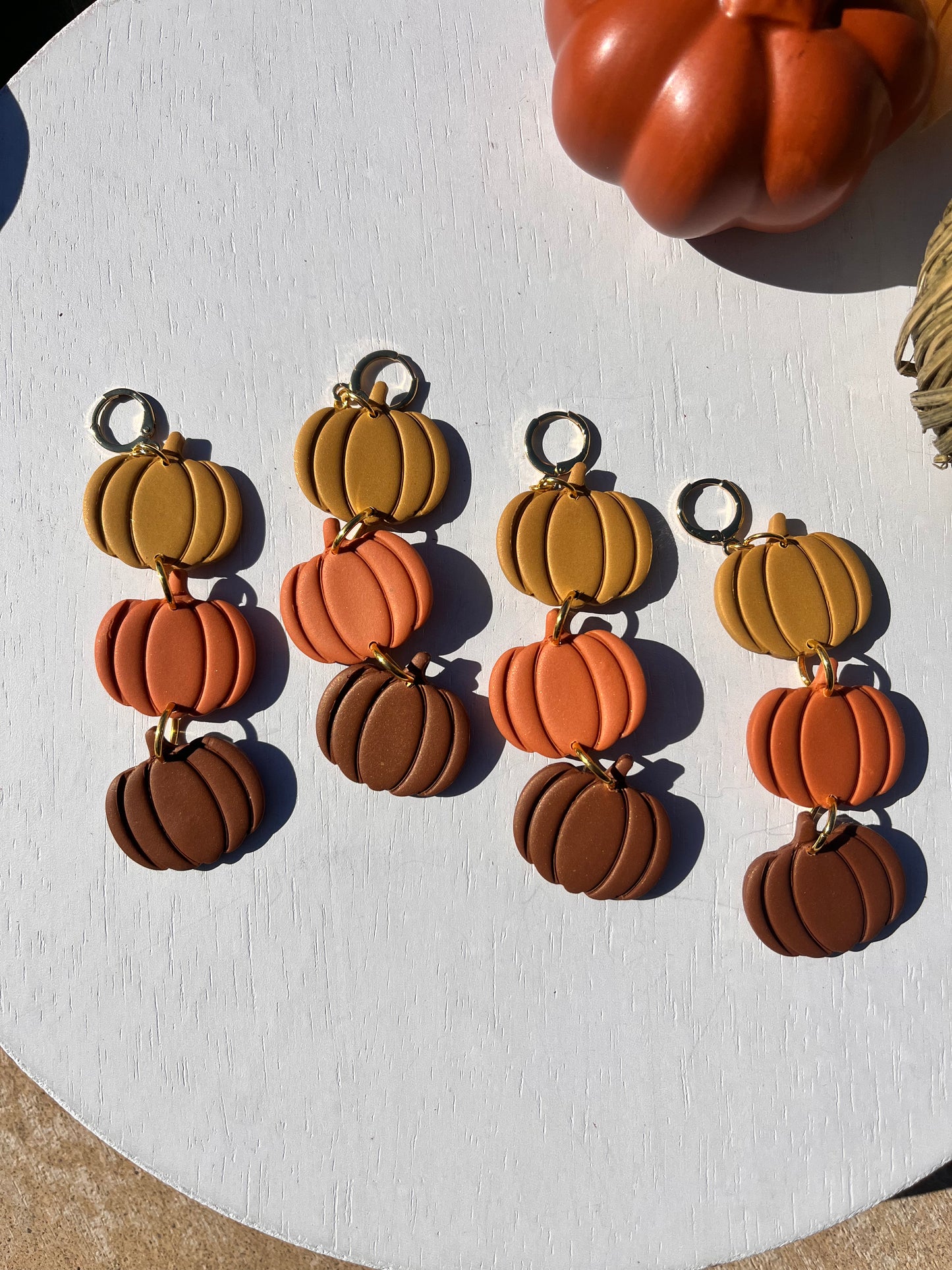 Three Pumpkins Orange, Gold, Brown
