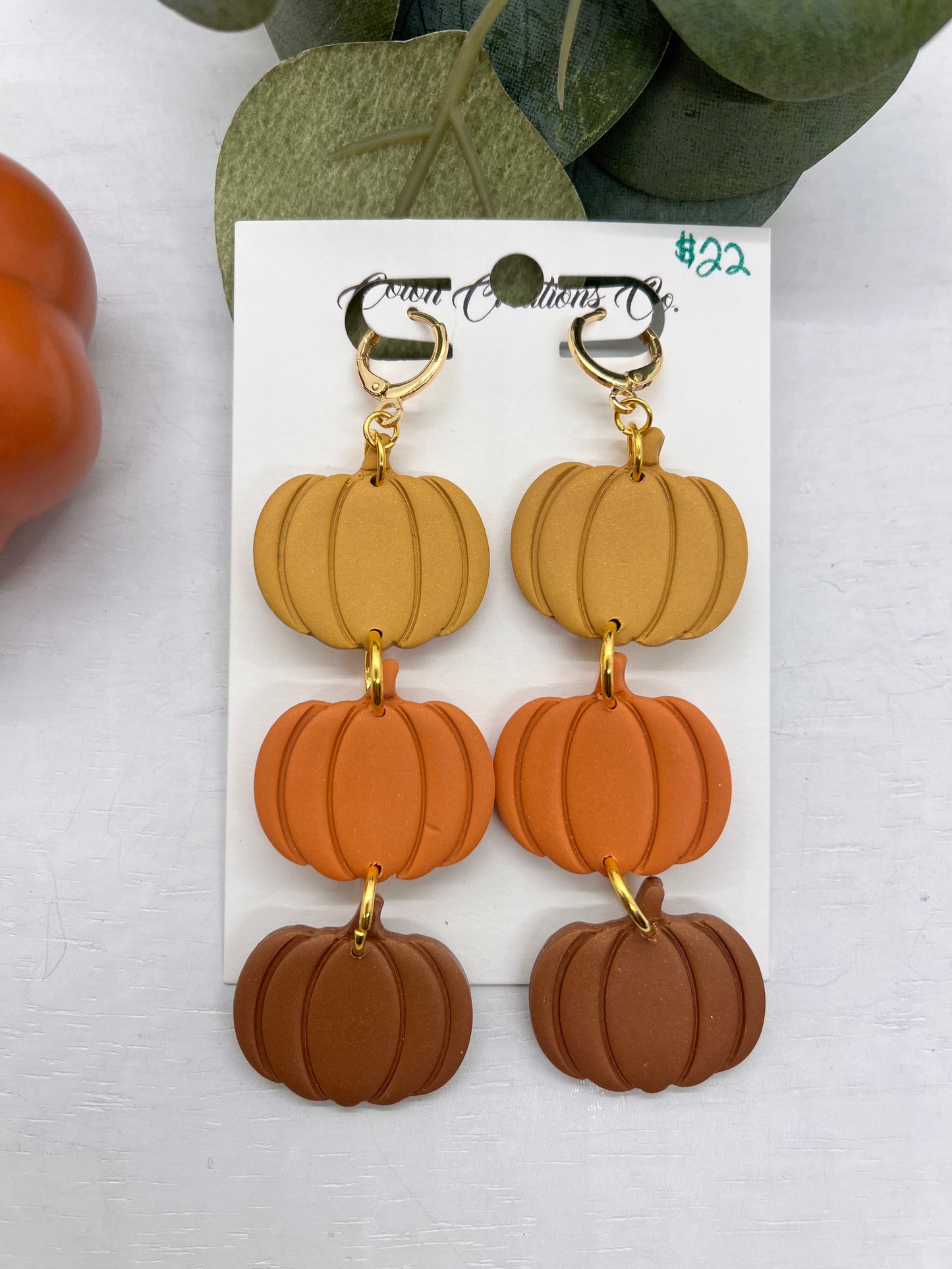 Three Pumpkins Orange, Gold, Brown