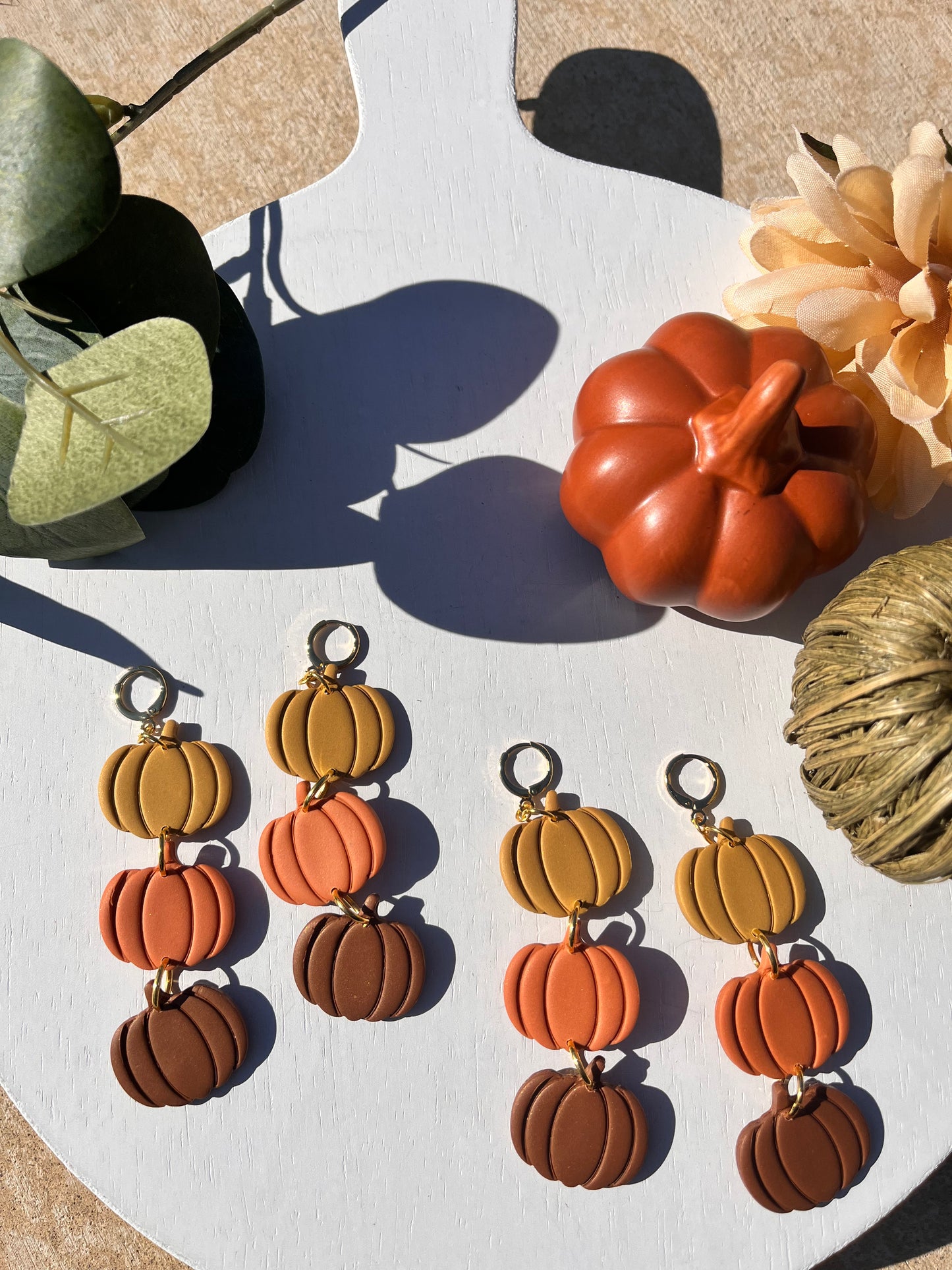 Three Pumpkins Orange, Gold, Brown